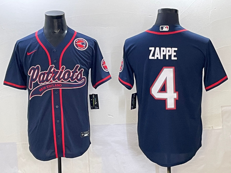 Men 2025 New England Patriots #4 Zappe blue Nike NFL jersey style 9->new england patriots->NFL Jersey
